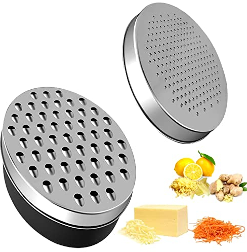 GProME Cheese Grater Handheld With Airtight Storage Container & Lid- Citrus Lemon Zester Mill Parmesan Cheese Shredder for Hard Parmesan Or Soft Cheddar Cheese,Ginger,Vegetables,Butter, Nut, Chocolate