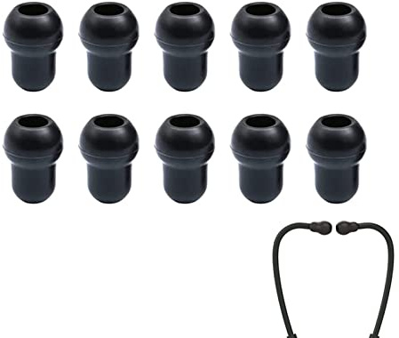 Förpackning med 10 öronproppar för stetoskop, stetoskopproppar, utbytesöronproppar, mjuka silikonproppar för stetoskop, gäller stetoskoptillbehör (svart).