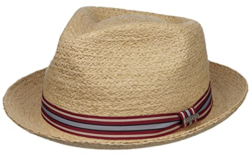 Stetson Terlaco Raffiahut Naturfarbener Hut 100% Stroh Fedora Stil Sonnenhut UV-Schutz 40 Unisex Frühjahr Sommer Natur L (58-59 cm)