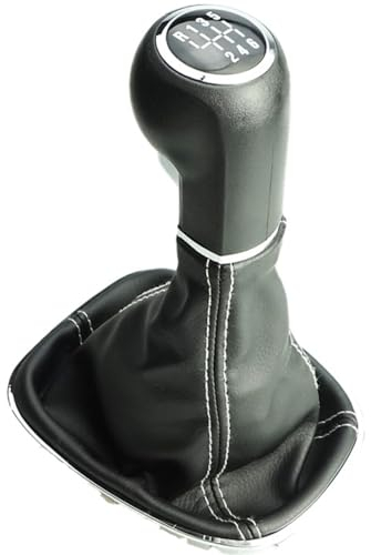 Newtown2700-parts Schaltknauf + Schaltsack + Rahmen mit weißer Naht + Rahmen 6 Gang kompatibel für Opel Corsa D E Adam