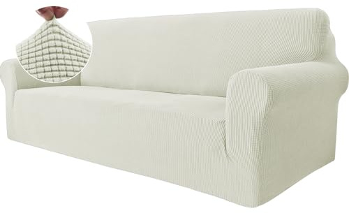 Ystyle Funda Sofa 3 Plazas, Fundas Sofa Elasticas, Blanco Natural