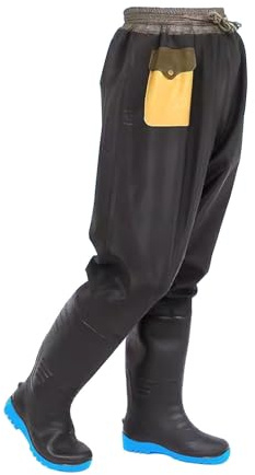 JCWGLY Watstiefel Warme Hüftwathose Mit Stiefeln Für Herren, Leichte Watstiefel Für Angeln Mit Taschen, Passt Sich Dem Fuß An (Color : Black, Size : 40 EU)