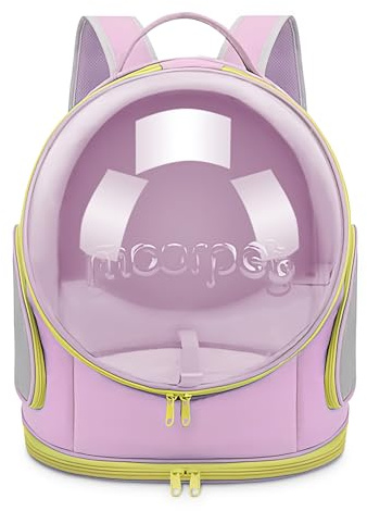 ALLSOPETS Cat Backpack Carrier Bubble Dog Backpack Collapsible Pet Carriers for Cats and Dogs up to 7.5KG Portable Travel Backpack with Inner Safety Hook for Travel Hiking Camping Purple