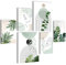Novart Wandbilder Set Abstrakt Figuren Blätter Beige Weiss Grun - KEIN EXTRA RAHMEN BENÖTIGT - Modern Deko - Wohnzimmer Schlafzimmer Flur N034063a