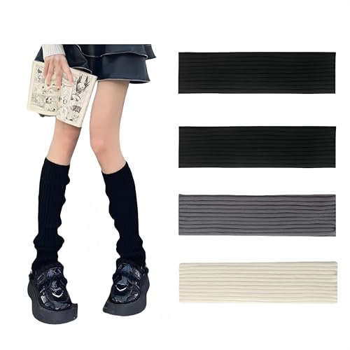 SDXCJY 4 Pairs Knitted Leg Warmers for Women Girls,Lady Fashion Leg Warmers Kids Winter Knitted Crochet Knee Ankle Warmer, Lady Fashion Long Boot Cuff Knee Socks for Ballet Dance Skating. (4, 4pcs)