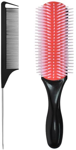 Peine De Nueve Filas Y Peine De Cola Puntiagudo Negro, Cepillo De Pelo, Peine Pelo Rizado Desmontable, Cepillo Pelo Rizado Traje, Adecuado Para Herramientas De PeluqueríA, Peines Unisex