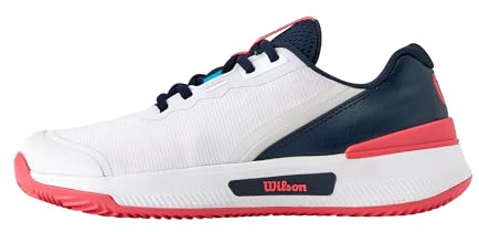 WILSON Intrigue Pro Clay Chaussures de Tennis Femme, Excellent Maintien au Milieu du Pied et Bonne Adhérence, Confort Luxueux et Grande Durabilité, Couleur: Blanc/Navy Blazer/Dubarry, Taille : 8