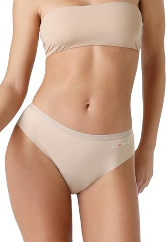 Lovable Slip da Ciclo Mestruale Flusso Abbondante | Mutande Invisibili in Microfibra, Lavabili, Riutilizzabili e Anti-Perdite | Period Panties Donna, Cipria, XL