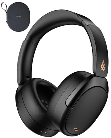 Edifier WH950NB Gen 2 Hybrid Active Noise Cancelling Foldable Headphones, Wireless Over-Ear Bluetooth, 80H Playtime, Hi-Res Audio, LDAC, 8-Level ANC, Spatial Sound, Travel Case for Trip Office - Black