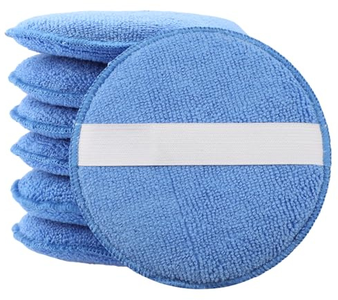 wlich Lot de 6 éponges de polissage en microfibre pour voiture avec bande élastique pour une prise en main facile, applicateur de cire pour voiture 125 mm pour polissage de voiture