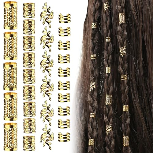Dreadlocks de Trenza de Pelo, 40 Piezas Clips de Pelo en Espiral Accesorios para Pelo Trenzas, Anillos Joyas Rastas para Decoración de Cabello, Accesorios Pelo Estilo Pirata