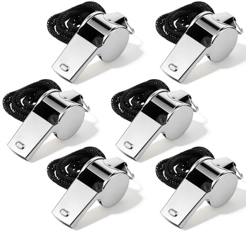 TIESOME 12 Pcs Coaching Whistle, Stainless Steel Whistles for Adults with Lanyard, Very Loud Coach Referee Whistle for Sports, PE Teachers, Basketball, Volleyball, Personal Safety (Silver)