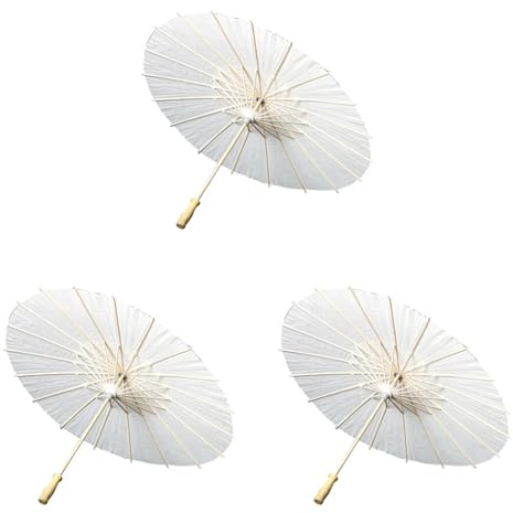 CGRSDSD Parasoll i papper 1-5 delar parasoll solskydd för bröllopsfoton cosplay prop 80 cm pappersparaply gör-det-själv vitt paraply sommar vit sommar fest stranddekoration(60 cm 3st)