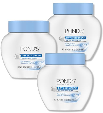 POND’S Dry Skin Cream, Deep Hydration Face Moisturizer for Radiant Skin, Dermatologist Tested, Non-Comedogenic, 10.1 oz, 3 Pack