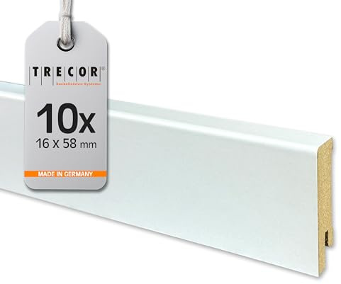 HOCO laminat sockellist CUBE WEISS höjd: 58 mm x djup: 16 mm x längd: 2500 mm – du köper (10 stycken) med 2 500 mm längd