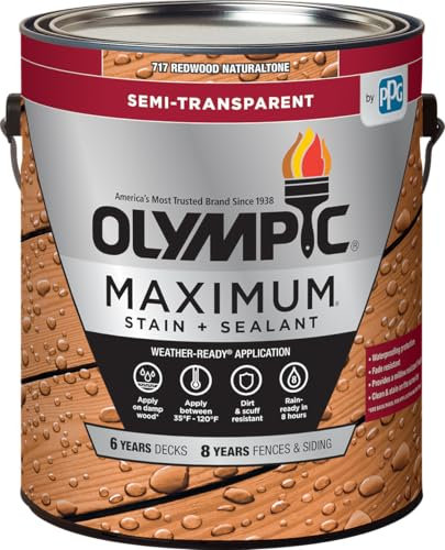 Olympic Maximum 1 gal. Redwood Semi-Transparent Exterior Ready to Use Stain and Sealer in One Low VOC