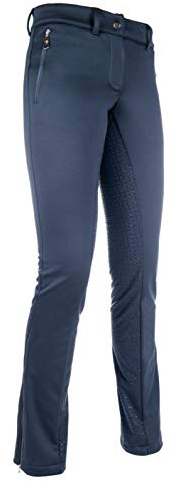 HKM Jodhpur - Pantaloni da Equitazione per Adulti, Moena Softshell Plain-6900, Blu Scuro, 84