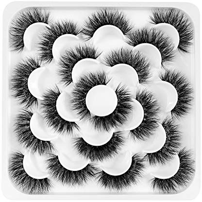 Newcally Lashes Fluffy 18MM Fake Eyelashes Dramatic Long Cross Faux Mink Eye Lashes Thick Volume 3D False Eyelashes 10 Pairs Multipack