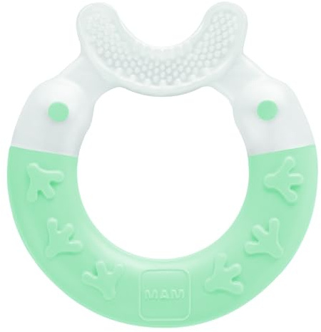 MAM Mordedor, a partir de 3 Meses, Alivio Instantáneo a la Dentición, Limpia los Primeros Dientes, Ligero y Fácil de Agarrar, Fácil de Limpiar, Azul, Pack de 1