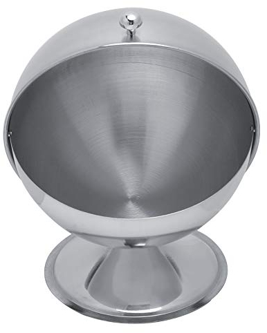 15x16cm/5.9x6.3in Stainless Steel Sugar Bowl, Globe Shape Salt Container Spice Condiment Seasoning Jar Box with Roll Top Lid for Home Kitchen Salt Sugar