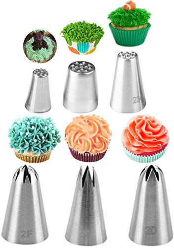 Kuchen dekorieren Tipps, Blätter Blumengras Düsen Edelstahl Zuckerguss Rohrdüsen für Kuchen dekorieren Gebäck Fondant Werkzeuge (Blume + Gras)