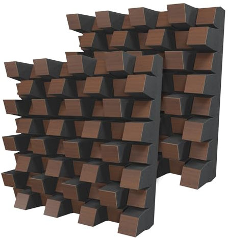 Lot de 2 diffuseurs acoustiques | Diffusion 2D | Réflexion - Diffusion - Absorption - Insonorisation | Panneau d'art mural | Plaques de couleur : (Noix, SIRIUS (150 mm))