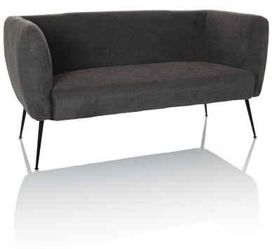 hjh LIVING Sofá 2 plazas HAYRIVER sofá tapizado cómodamente tapizado, sofá Lounge con reposabrazos para Oficina Sala de Estar, Tela Gris