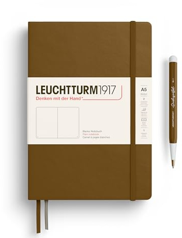 LEUCHTTURM1917 372196 Libreta Medium (A5) 145 x 210 mm, Tapa Dura, 251 páginas numeradas, Spice Brown, Lisa