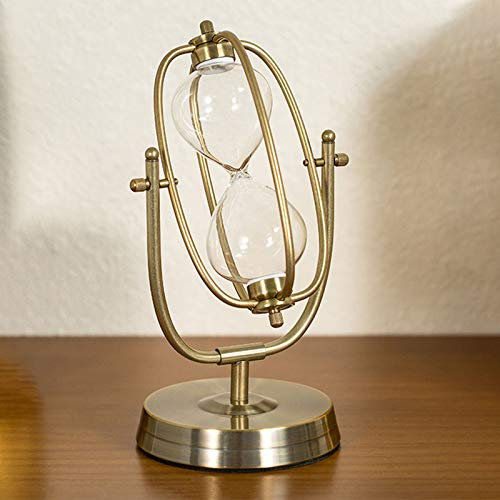 Sablier – Ton laiton rotatif à 360 ° Grande horloge de sable antique pour la gestion du temps, la décoration de bureau, la maison, cadeau créatif