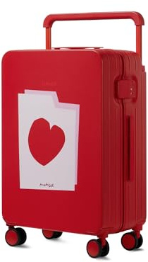 TUPLUS Koffer Trolley Leicht Reisekoffer mit 4 Rollen Hartschalenkoffer PC Rollkoffer Reißverschluss TSA-Schloss,Impression Classic Kollektion,67.5cm-61L,Rot×Herz
