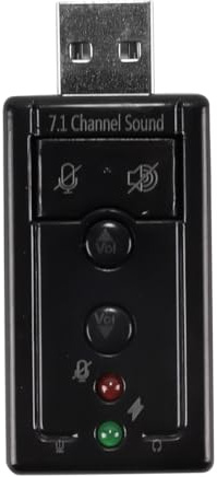 Enwye Scheda audio esterna con adattatore audio stereo virtuale USB 2.0 a 7.1 canali, porte audio e microfono da 3,5 mm, amplificatore interno e controlli del volume.