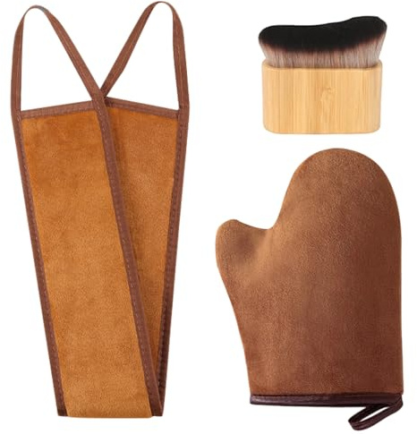 TOEECY Applicateur de Crème Solaire pour le Corps Gant Autobronzant avec Pinceau et Applicateur pour le Dos Kit Complet pour un Bronzage Parfait