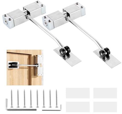 Ghligna Lot de 2 Ferme Porte Automatique Alliage d'aluminium, 20-40KG Groom Fermeture Porte avec Ressort Réglable pour La Maison, Le Bureau, La Chambre