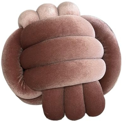 Knutkudde, handvävd 3-trådig knuten bollkudde Flerfärgad sammetskudde for burspråk(Dark Pink)