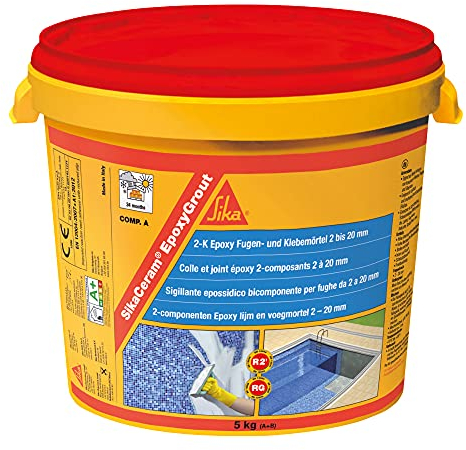 SIKA - Mortier de jointoiement époxy SikaCeram EpoxyGrout - Perle - Haute résistance - Pour carrelage et carrelage d'une épaisseur de 2 à 20 mm - Pour murs et sols intérieurs et extérieurs - 5 kg