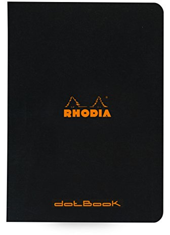 RHODIA 119186C - Black Piqué Notebook - A5 - Dot Dot - 96 pages - Clairefontaine White Paper 80 g/m - Soft, Resistant and Waterproof Coated Card Cover - Classic