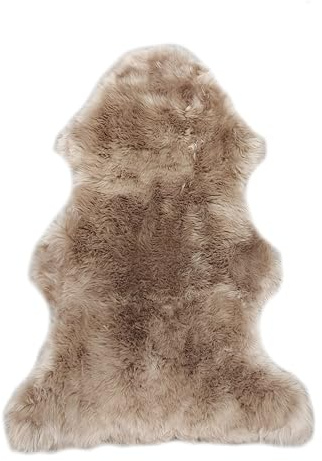 walexo Lammfell Teppich – Naturfell Schaffell in verschiedenen Größen, Naturfarben, echtes Fell für Sofa, Bett, Kinderwagen, Deko & Haustiere (Cappuccino, 110-120 cm)