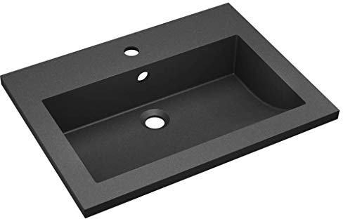 Festnight Lavabo Empotrable de Granito Negro 60x45x12 cm
