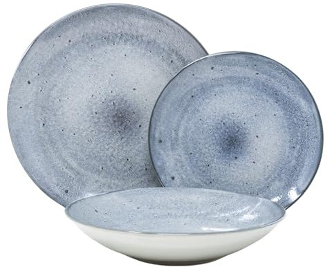 NAMAI - Servizio Piatti 6 Persone - Piatti Porcellana - Adatti in Lavastoviglie e Microonde - Piatti Colorati - Set Piatti 12 Pezzi - Set Piatti 6 Persone - Servizio Piatti Porcellana