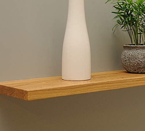 Schweberegal Wandsteckboard Regal Ablage Holz massiv mit verdeckten Trägern - Tiefe:20cm Stärke:25mm - Verschiedene Holzarten - Wandboard Livingboard Regal Wandbord (Eiche, 60cm)