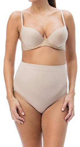 RelaxMaternity 5202 (Cipria, M) Slip Post Parto contenitivi Modellanti - Sostegno 4 Stecche - Apertura Bottoncini