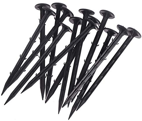 LINZI Juego de 100 Clavijas de Red de plástico de 200 mm, para fijación de jardín, Grapas para Paisaje, césped, Hojas de Suelo de Tela 667414
