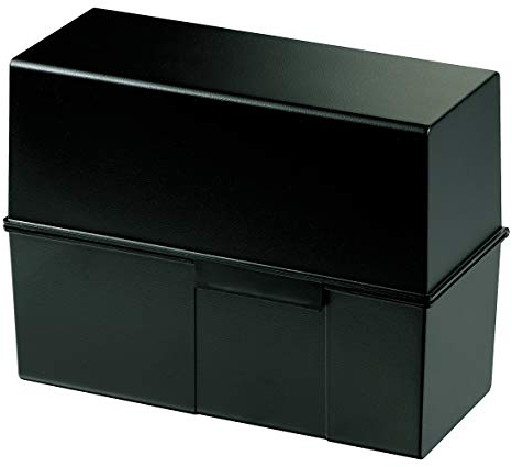 HAN Karteibox DIN A5 quer – innovatives, attraktives Design für 500 Karteikarten mit Stahlscharnier und Schnappverschluss, schwarz, 975-13, 3 STÜCK
