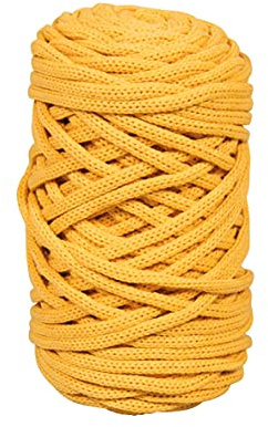 Rayher Braidy återvinningsgarn, flätad, 4 mm ø, honungsgul, 250 g nystan, löplängd ca 60 m, stickgarn, virkgarn, textilgarn, pysselgarn, makramégarn, 42010166