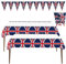 ZWZNBL Rechteckige Tischdecken mit Union-Jack-Motiv, wasserdicht und langlebig, Queen's Platinum Jubiläumsfeier, Party-Dekorationen, festlich, mit einer Wimpelkette mit Union Jack-Motiv, 2 Stück.