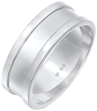 Kuzzoi Massiver Herrenring Breit, Bandring (8 mm) breit in 925 Sterling Silber, Silberring poliert im gradlinigen Design, Ring für Männer in der Ringgröße 66, 0604291422_66