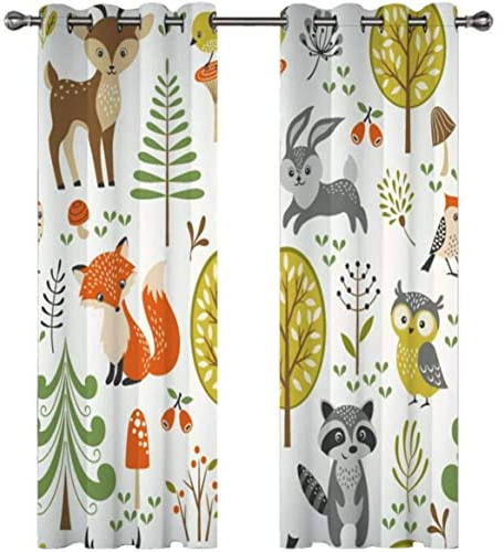Snner Rideaux pour Chambre de Dessin animé Enfants Animaux de forêt 87x85 Pouces Rideaux isolés Thermiques 2 Rideaux en Polyester imprimés pour garçons pour garçons pour la Chambre de Chambre