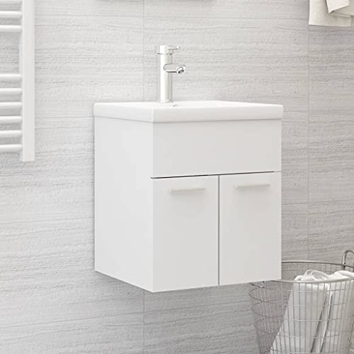 WIFESE Armario para debajo del lavabo, 41 x 38,5 x 46 cm, material de madera, mueble de baño con 1 compartimento y 2 puertas para cuarto de baño, líneas claras y diseño delgado
