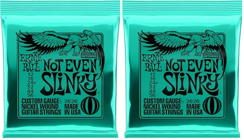 Ernie Ball Not Even Slinky - Cuerdas para guitarra eléctrica, entorchado de níquel, calibre 12-56 (Paquete de 2)