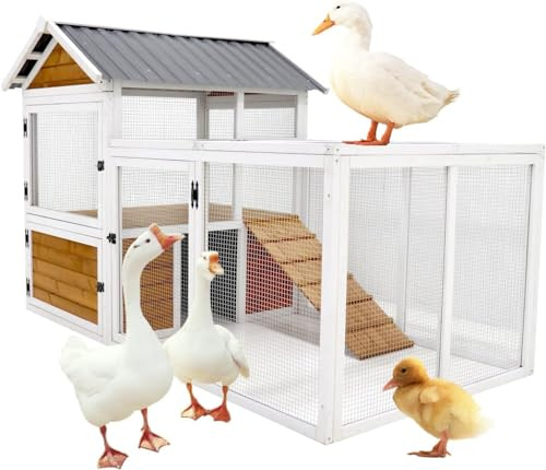 Oykomeoko Large Hen House with XXL Run - Chicken Coop, Duck Coop, Bunny Cage, Bunny Hutch,Durable PVC Waterproof Roofing for Poultry（12872